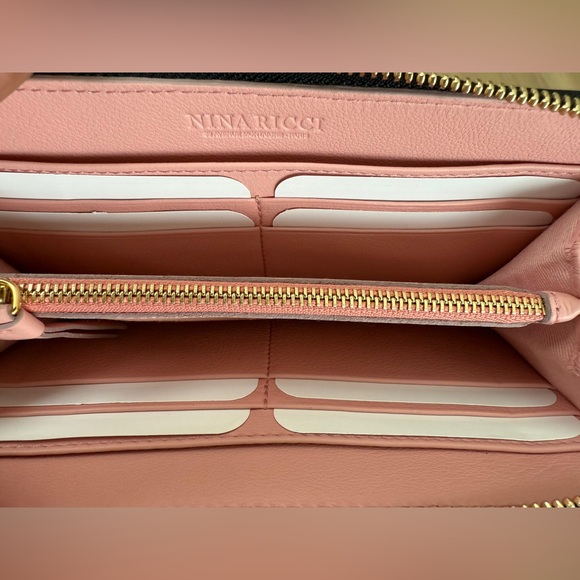NINA RICCI Calf Skin Leather Zip Around Wallet w/ Mirror. New With Tags 🎁 - Picture 7 of 11